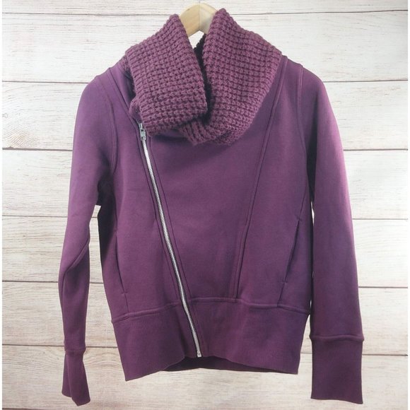 Women Warm Inclined Zipper Sweatshirt Hoodie High Neck Pocketed Jacket Outwear S - Picture 9 of 12